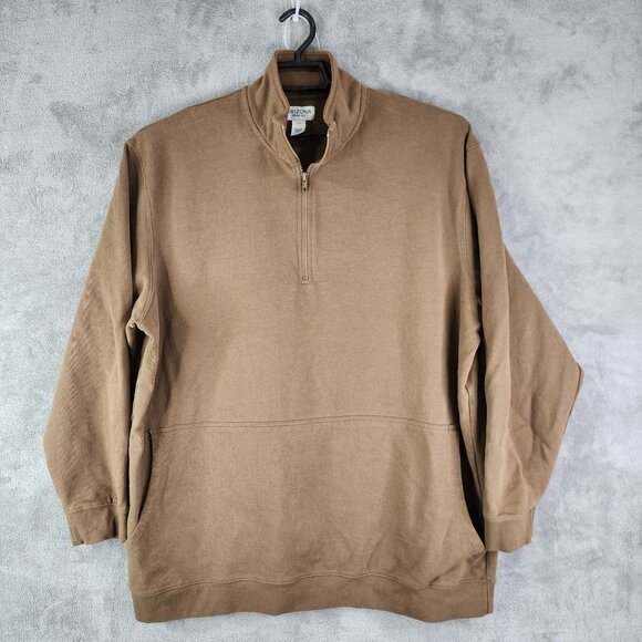 Men's Brown Arizona Jean Co. Pullover Sweatshirt 1/4 Zip Long Sleeve Size 2XL - Picture 2 of 10